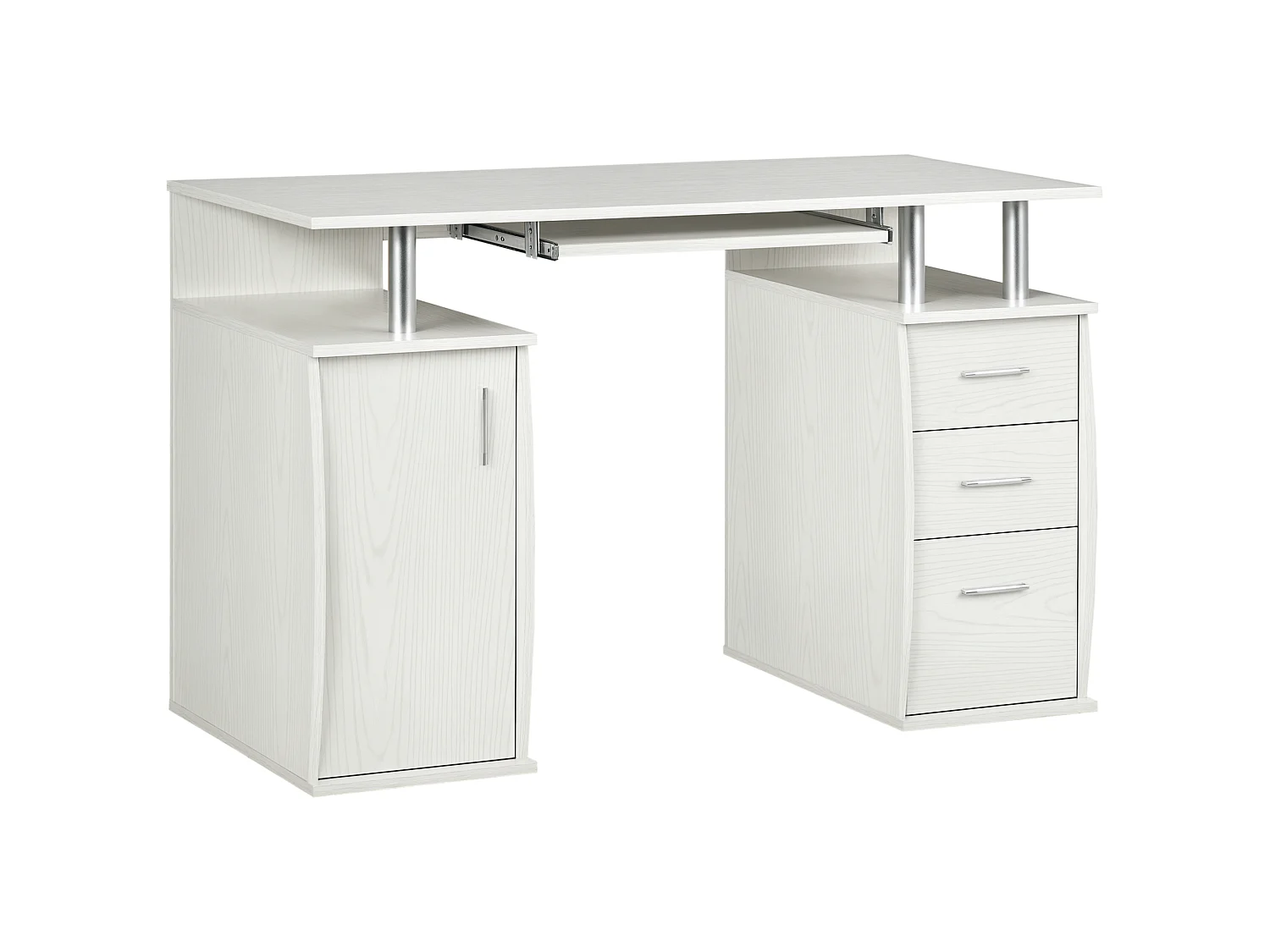 Bureau informatique multi-rangement design alu effet bois blanc