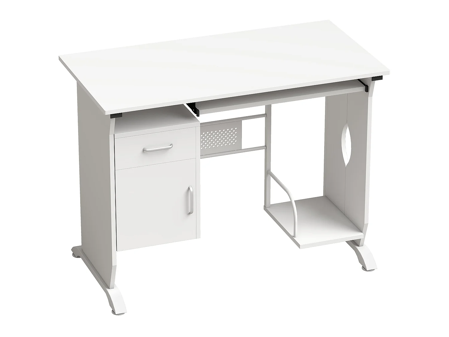 Bureau informatique design en mdf 100 L x 52 I x 75H cm blanc