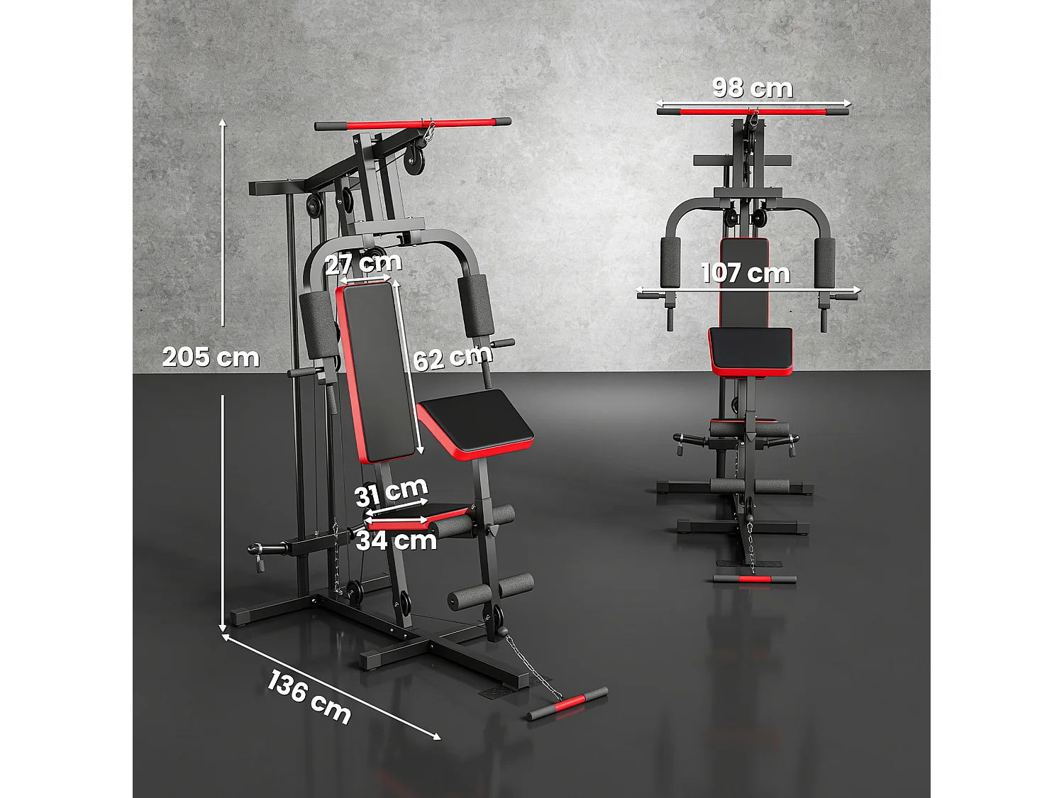 Station de musculation Fitness entrainement complet développé couché butterfly barre latissimus curler