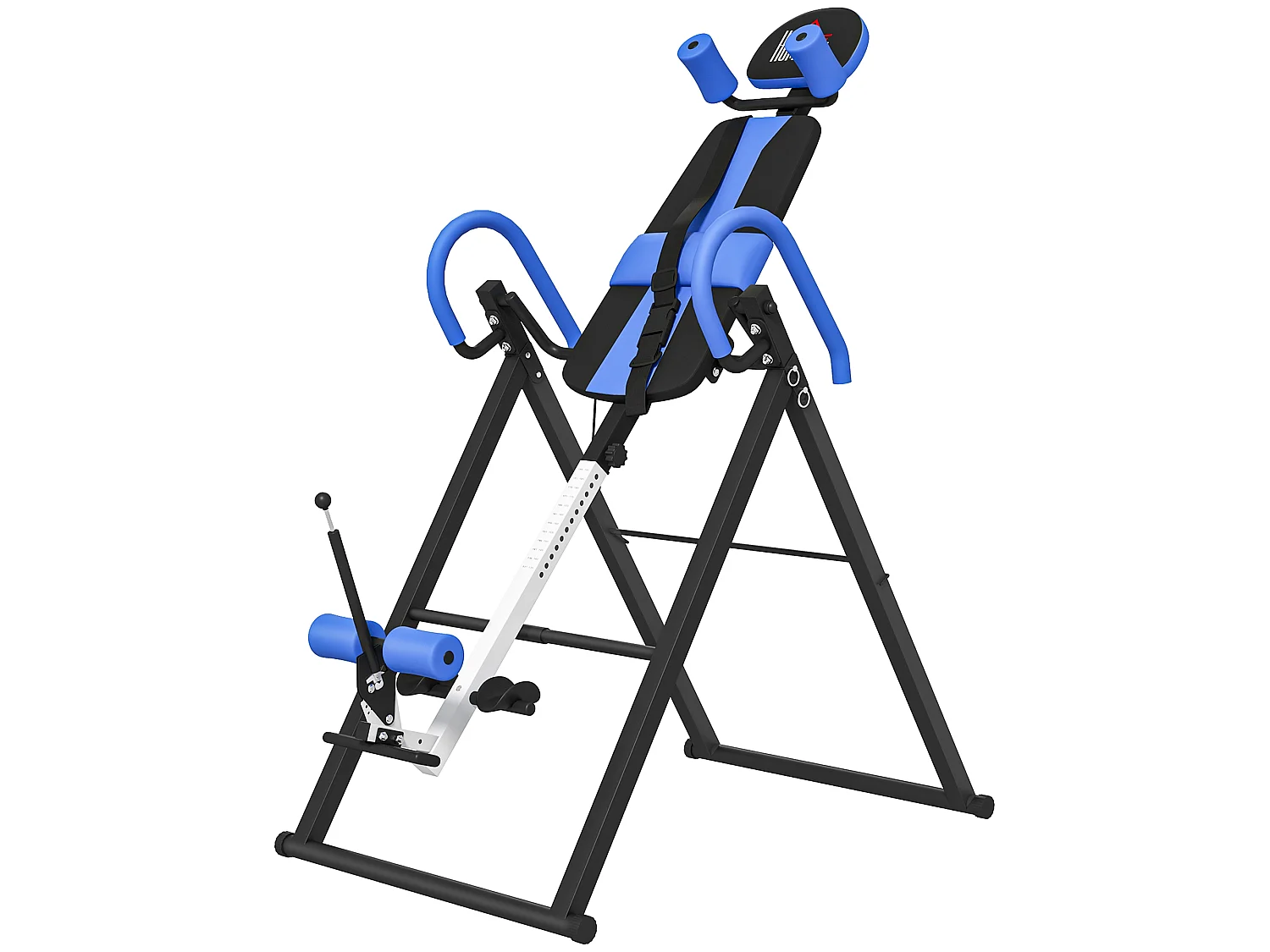 Table d'inversion de musculation pliable ceinture de sécurité réglable angle inversé ajustable 3 niveaux acier bleu noir