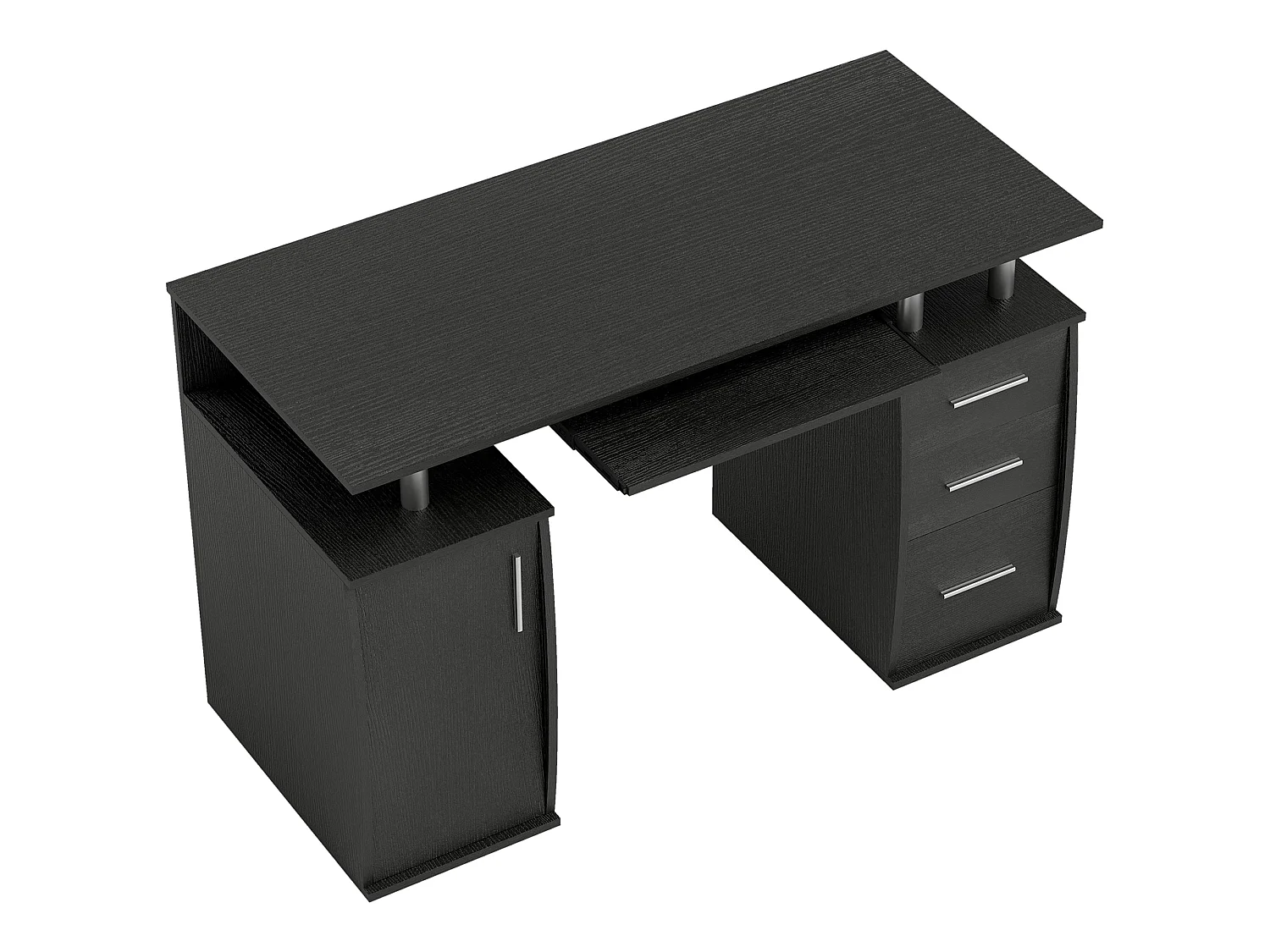 Bureau informatique multi-rangement design alu effet bois noir