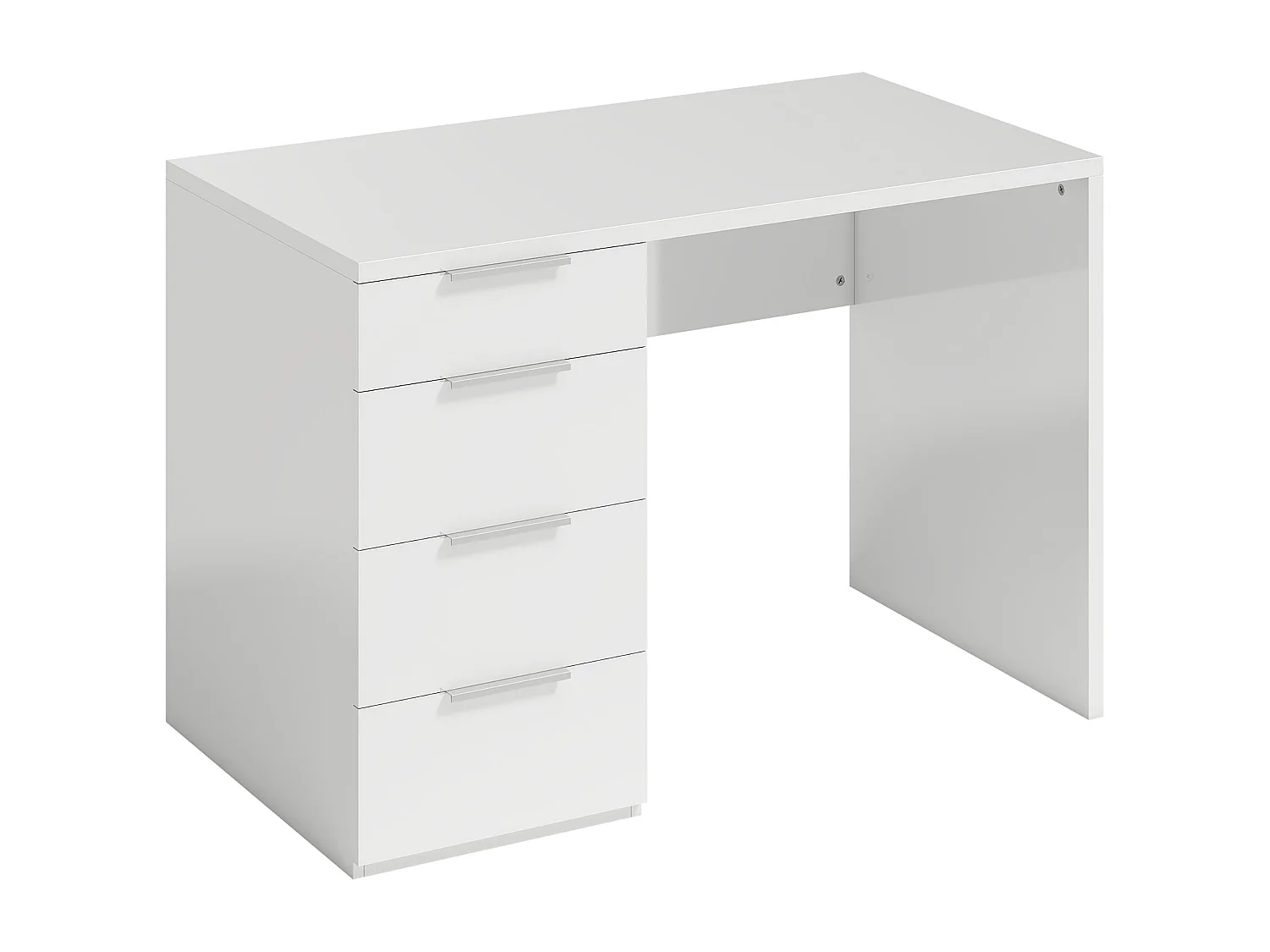 Bureau informatique 4 tiroirs blanc laqué