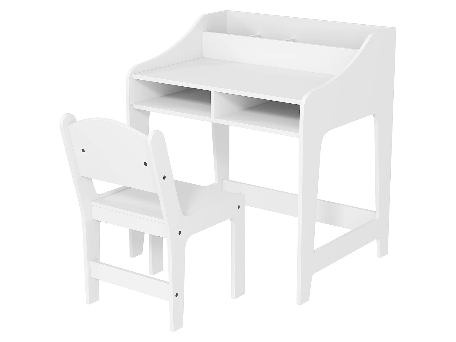Ensemble bureau et chaise enfant 3-8 ans - 5 compartiments de rangement - blanc