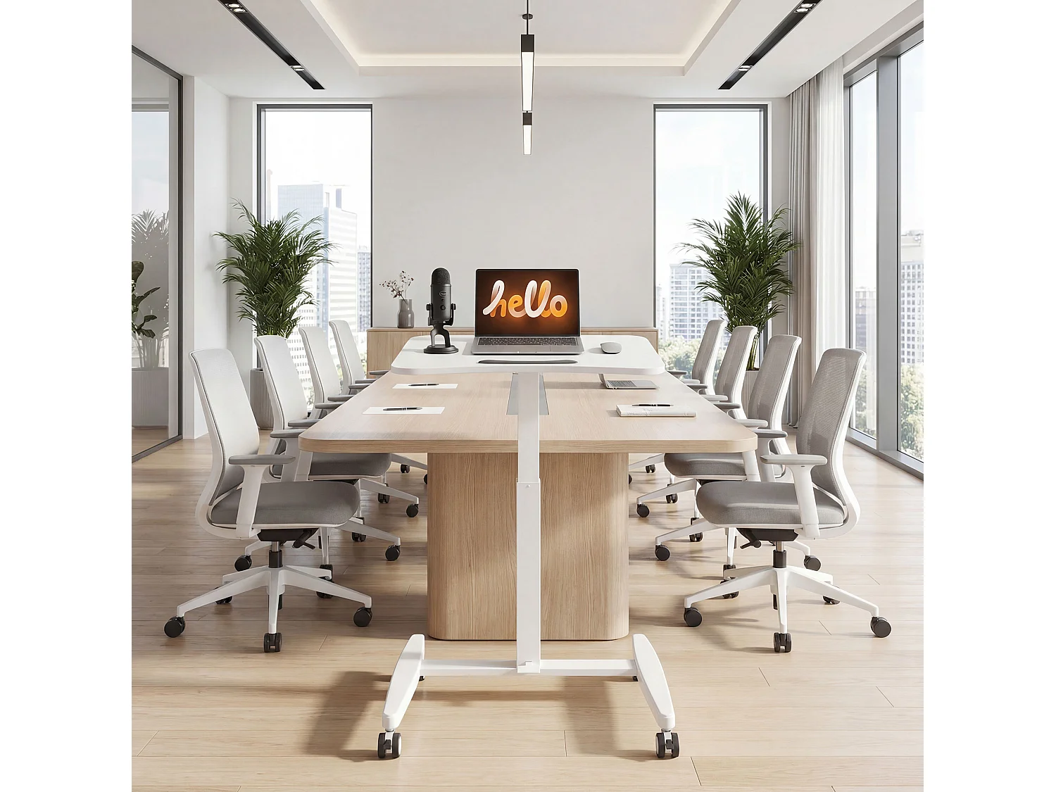 Bureau assis-debout mobile réglable table de lit 2 en 1 plateau inclinable blanc