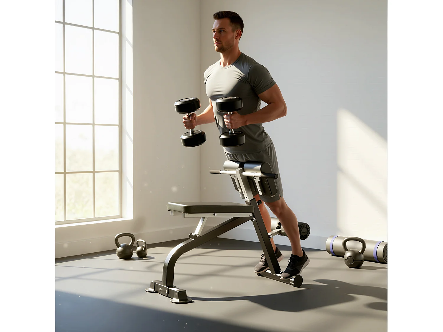 Banc de musculation pliable réglable - banc à abdominaux et lombaires - noir
