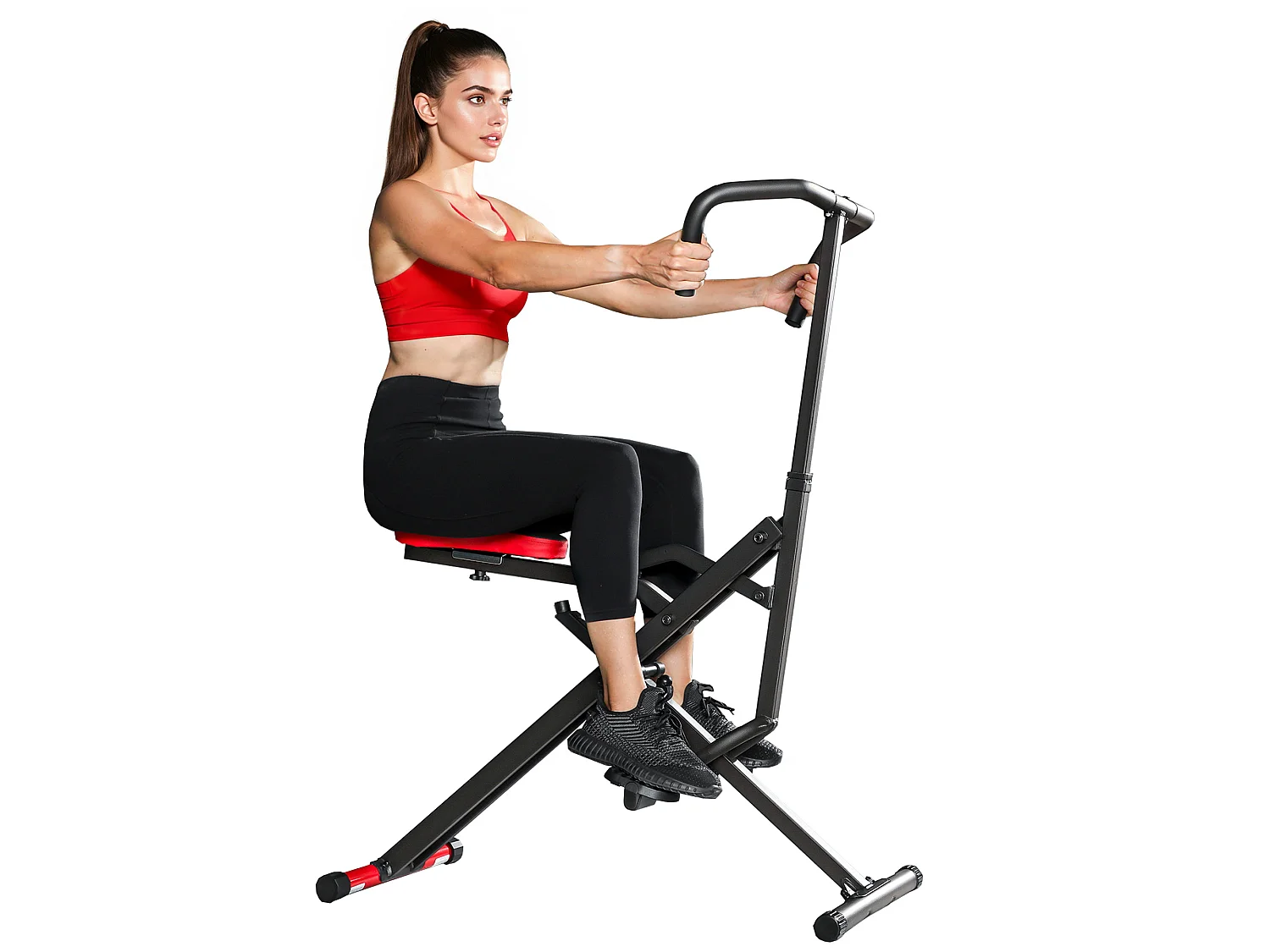 Machine à adominaux - appareil de fitness pliable réglable - rouge noir