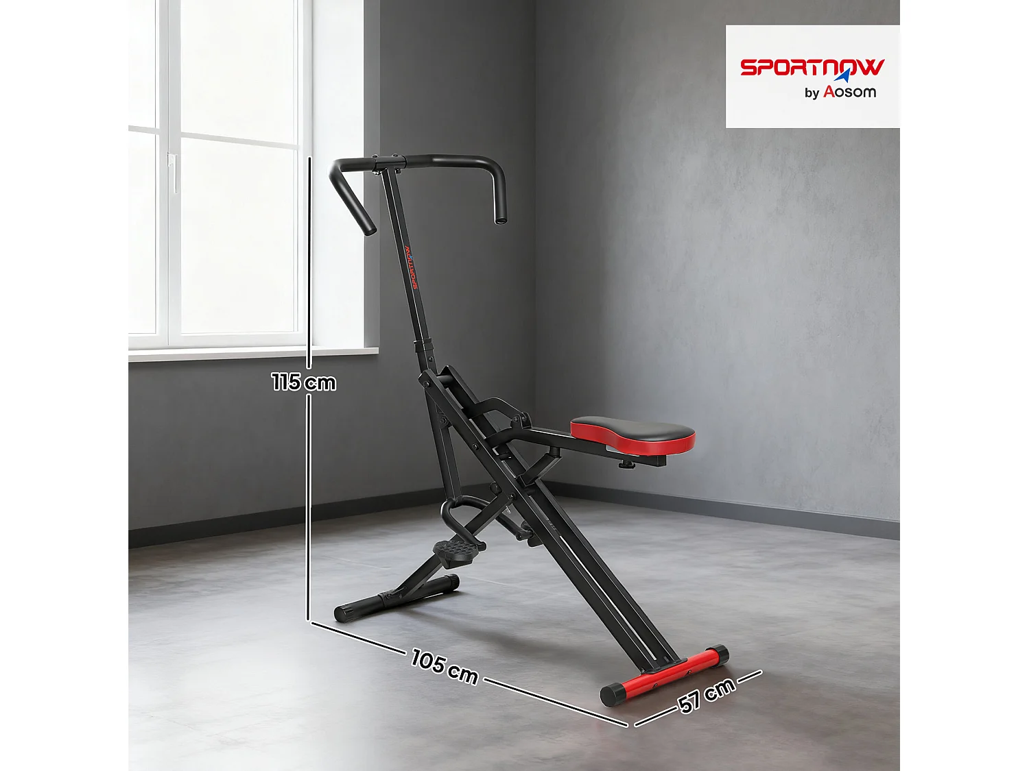Machine à adominaux - appareil de fitness pliable réglable - rouge noir
