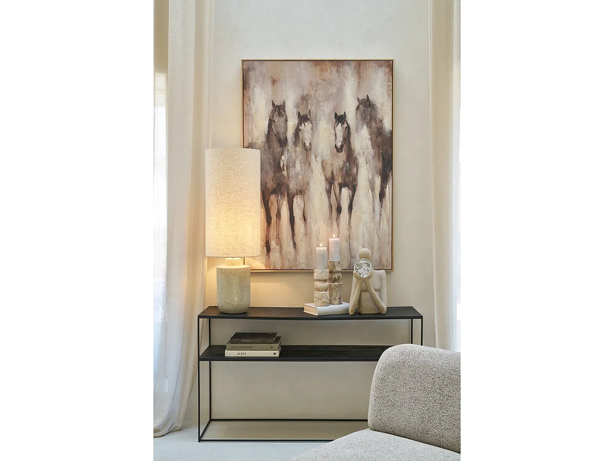 Tableau Déco Chevaux "Malte" 102x142cm Beige