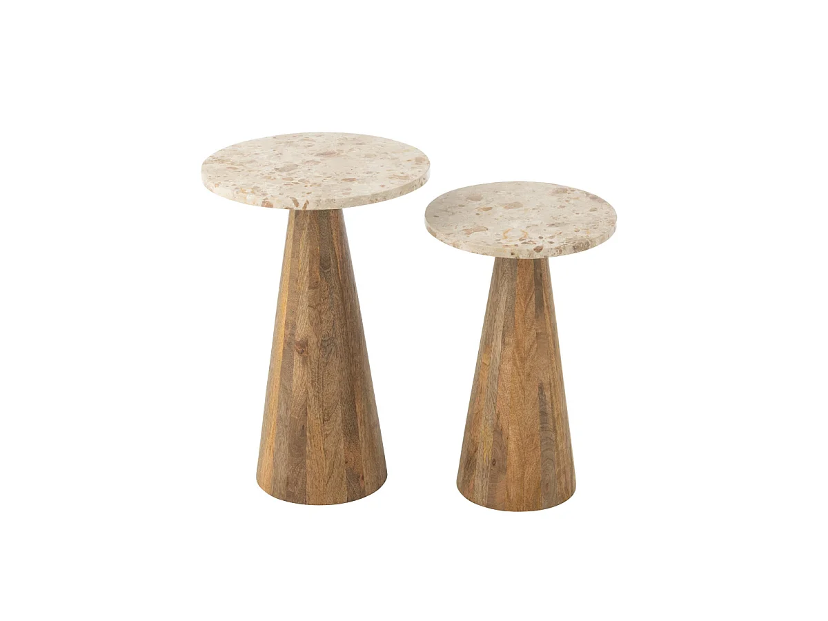 Lot de 2 Tables d'Appoint en Marbre "Eula" 53cm Beige