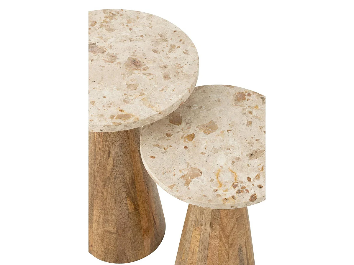 Lot de 2 Tables d'Appoint en Marbre "Eula" 53cm Beige