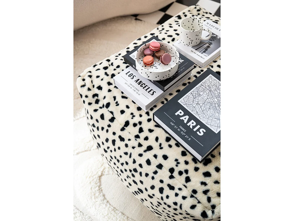 Pouf Carré Dalmatien "Ulf" 70cm Blanc & Noir