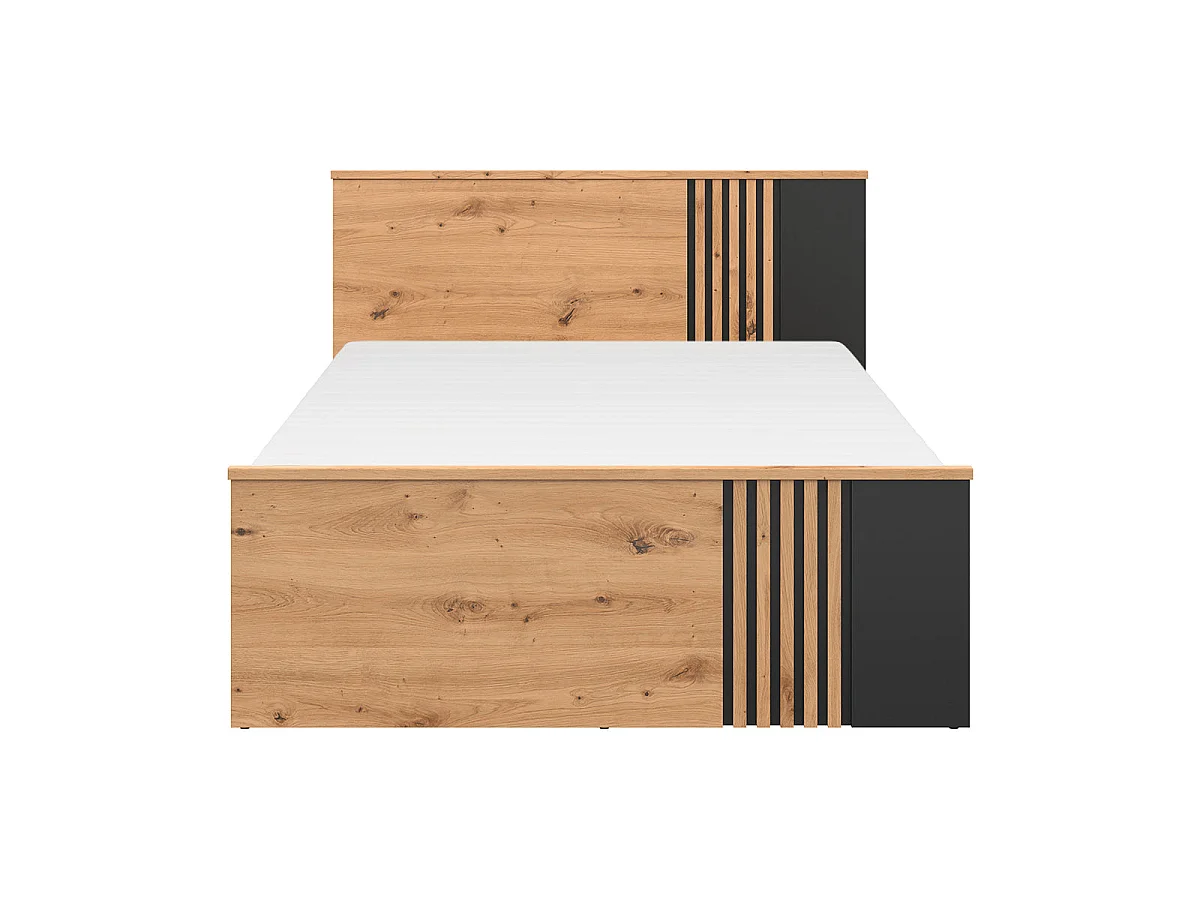 Lit 120x200 sommier inclus Ezra Bois et Noir