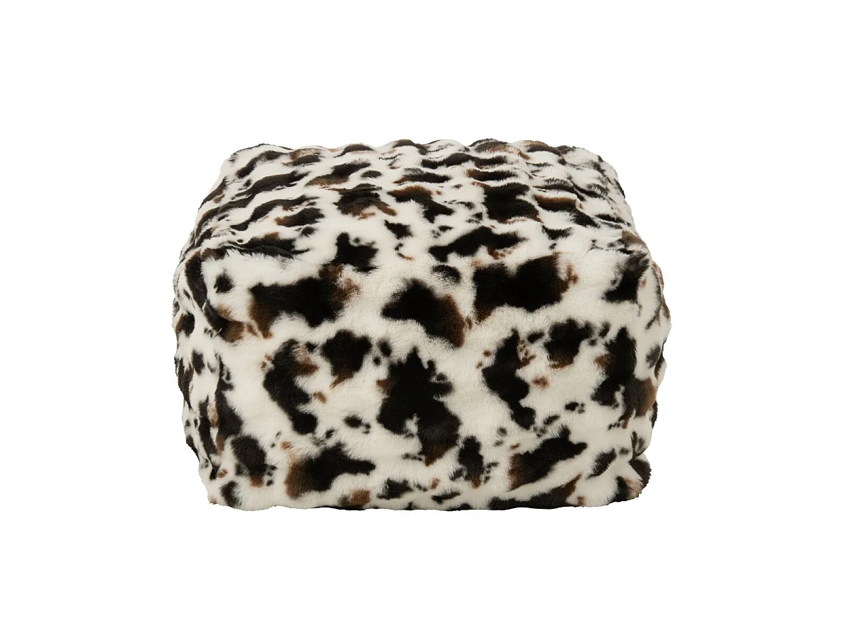 Pouf Carré Vache "Ulf" 70cm Blanc & Marron