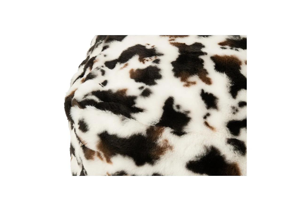 Pouf Carré Vache "Ulf" 70cm Blanc & Marron