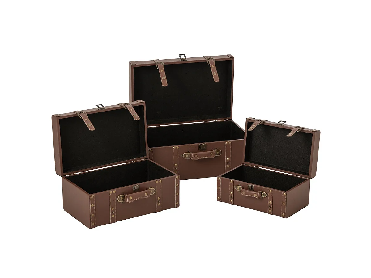 Lot de 3 Valises Déco "Gabin" 48cm Marron