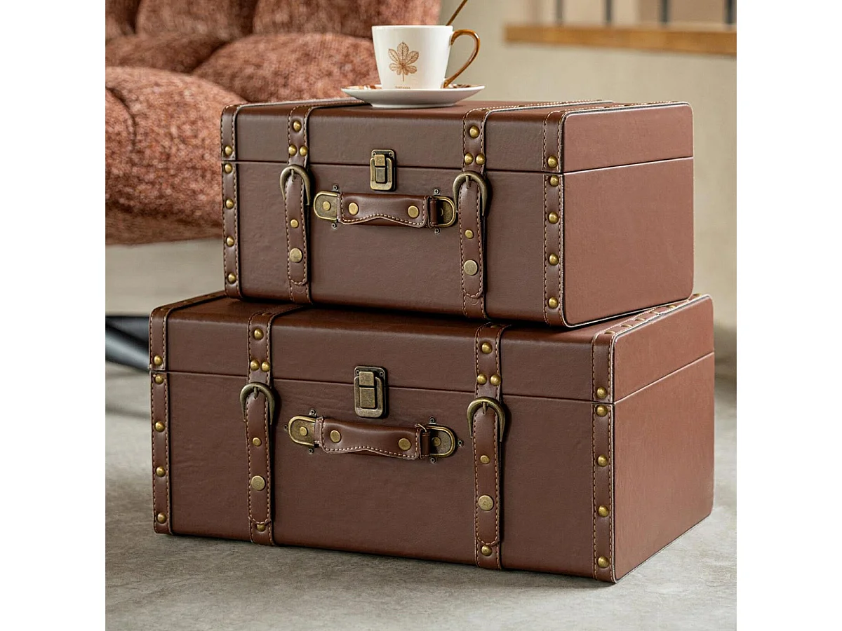 Lot de 3 Valises Déco "Gabin" 48cm Marron