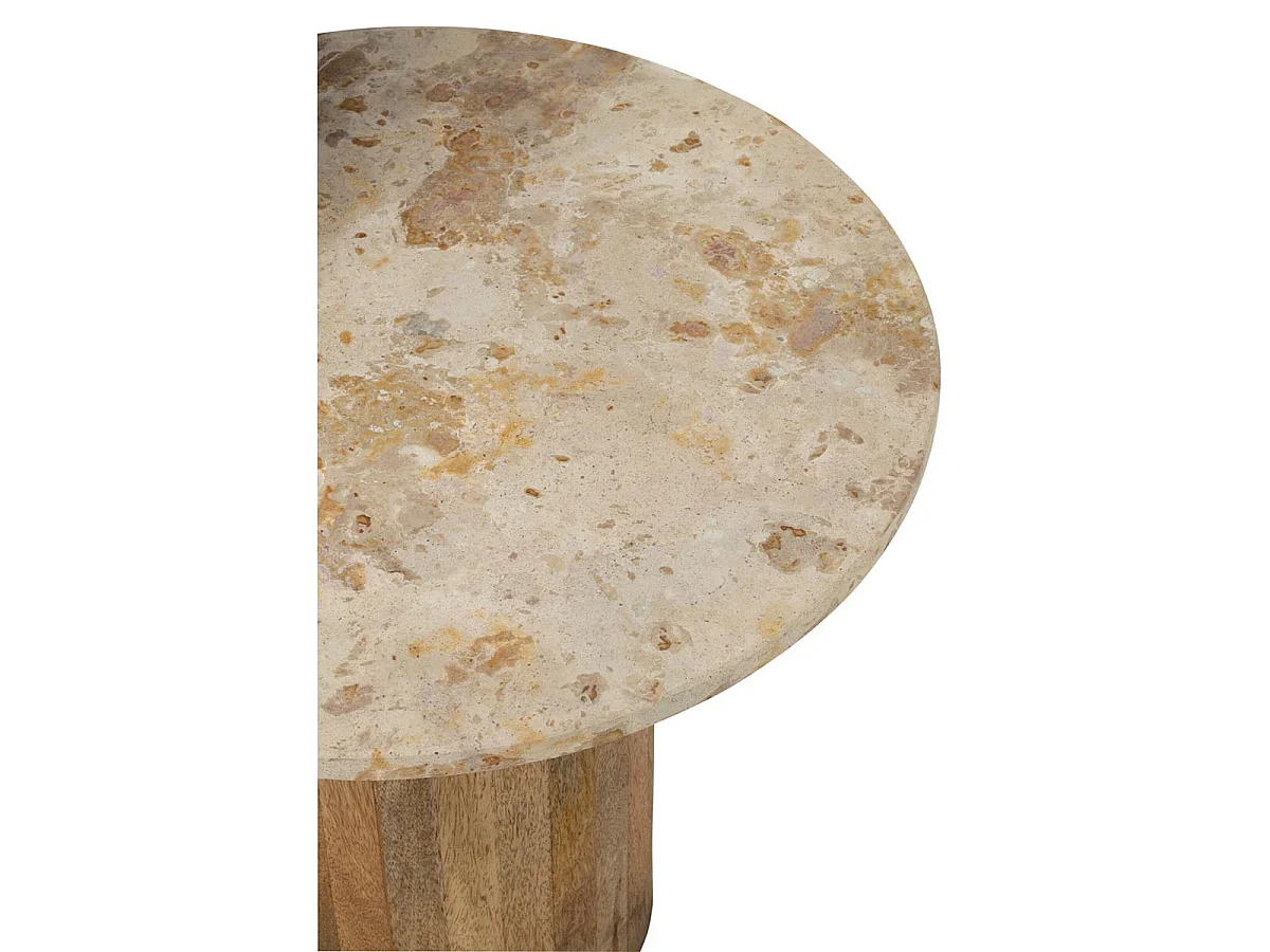 Lot de 2 Tables Basses en Marbre "Eula" 56cm Beige