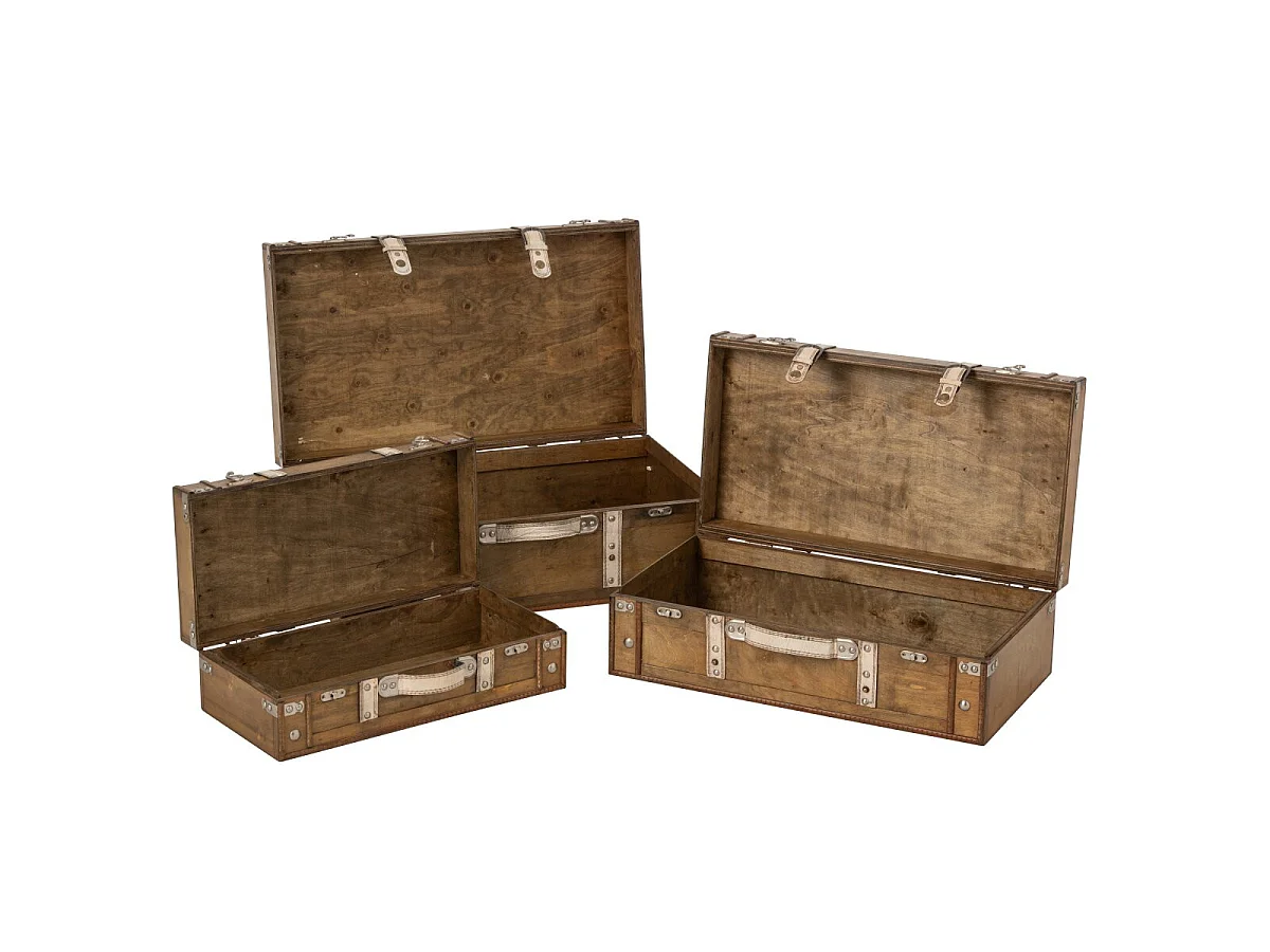 Lot de 3 Valises Déco "Aubin" 60cm Marron