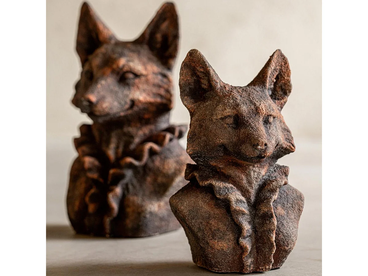 Buste de Renard Déco "Zeno" 38cm Marron