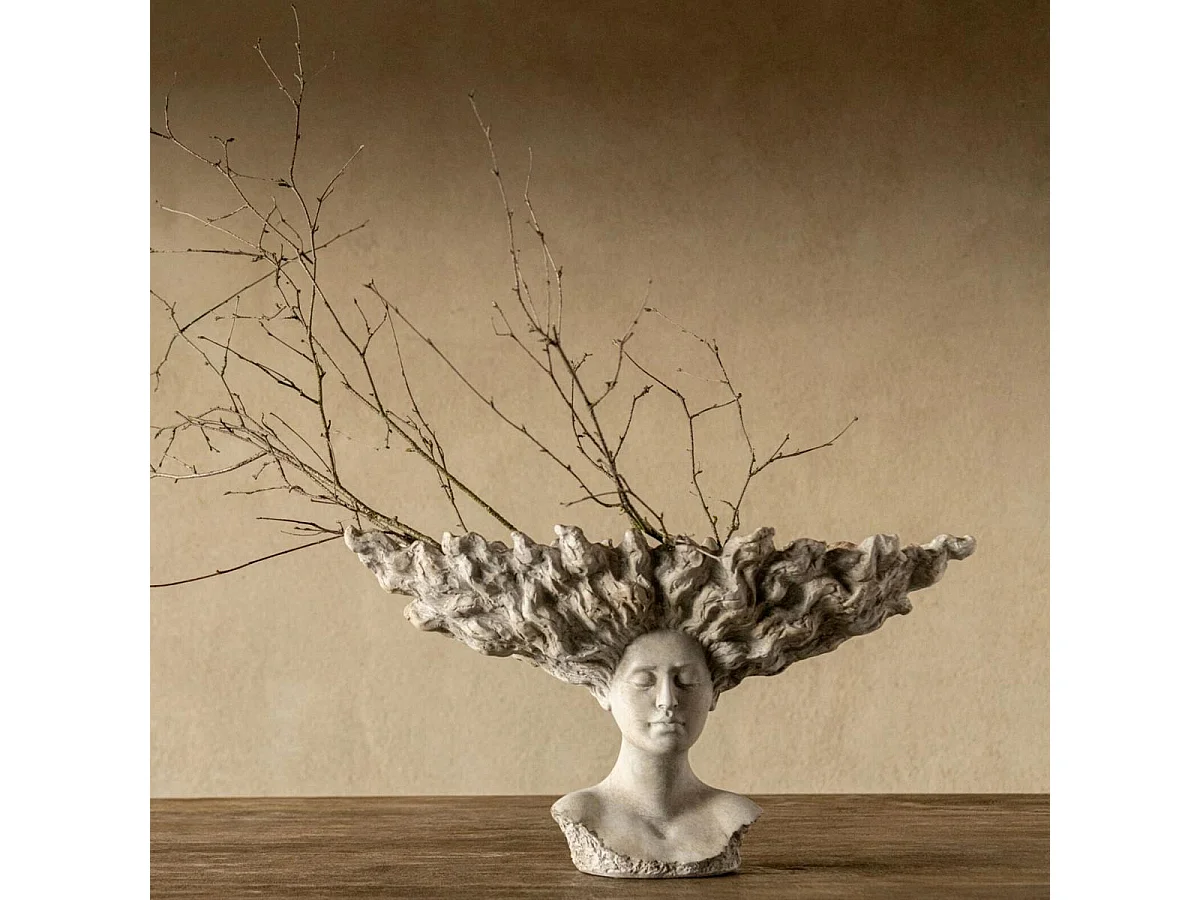 Tête Déco Corail en Résine "Saga" 52cm Beige