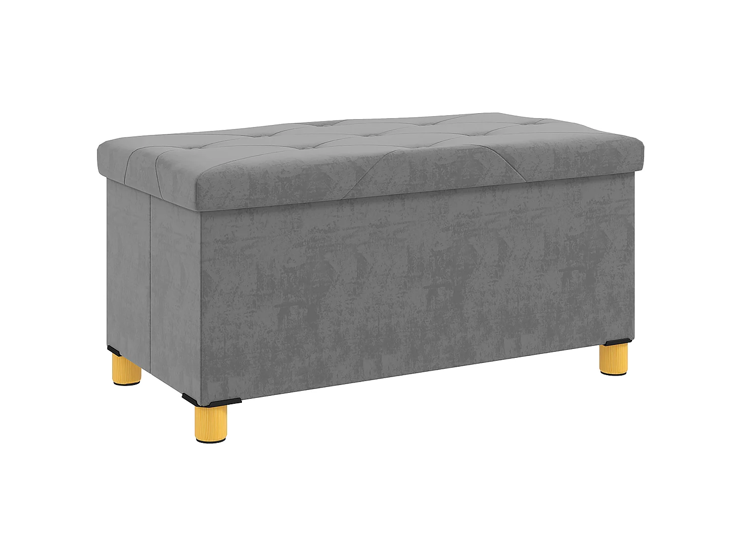 Banc coffre style Chesterfield effet capitonné dim. 76L x 38l x 38H cm piètement bois velours vieux rose