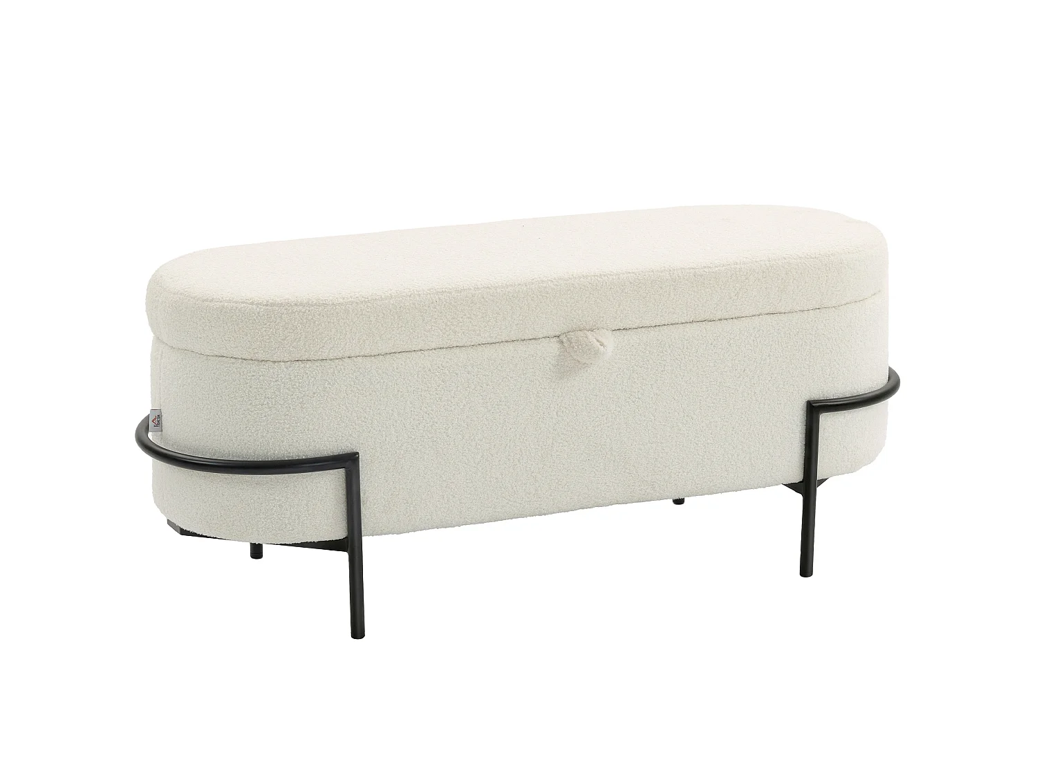 Banquette coffre de rangement design bouclette acier tubulaire noir