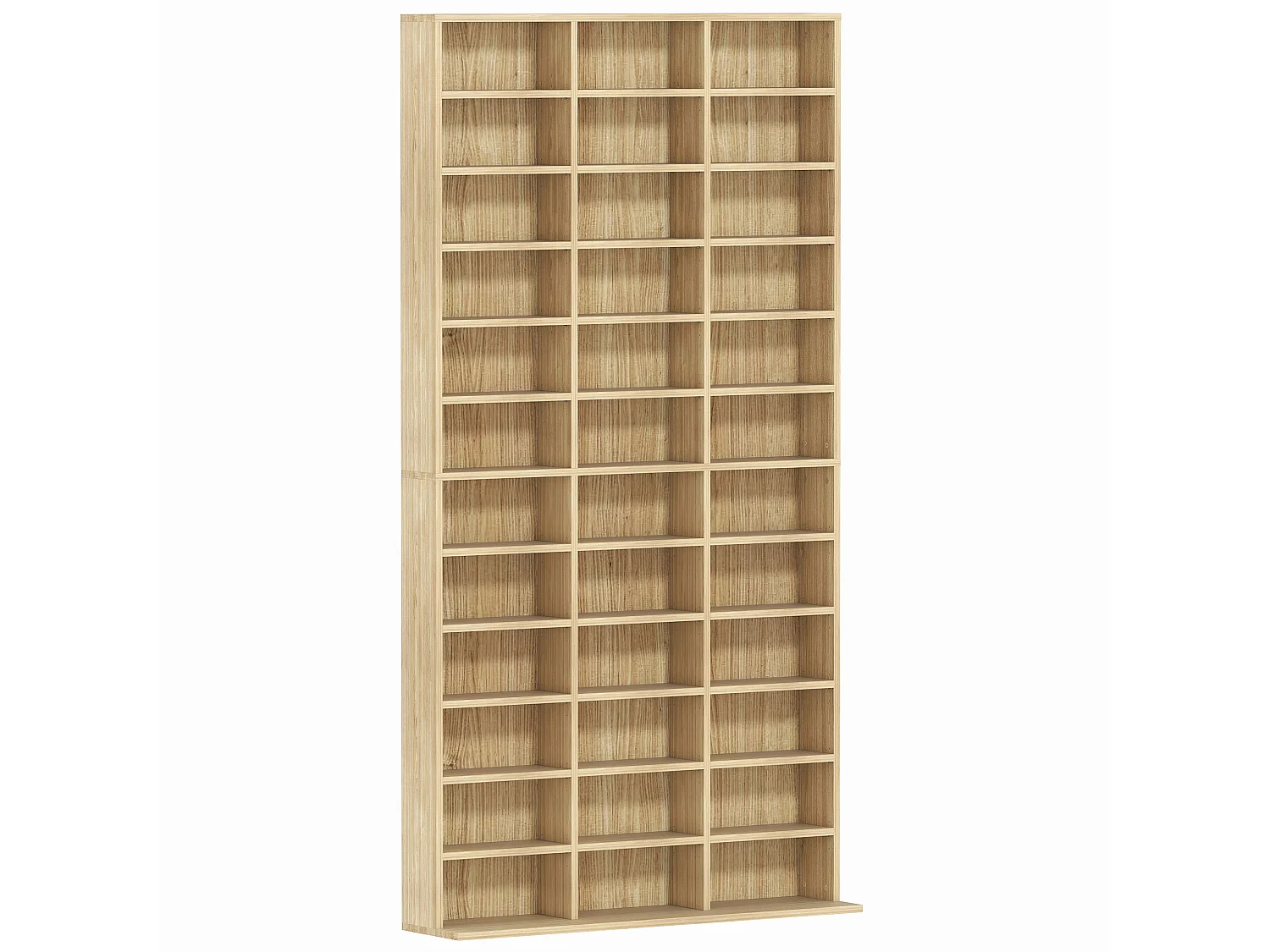 Étagère rangement CD/DVD meuble de rangement pour 1116 CDs 33 compartiments réglables en hauteur 102 x 24 x 195 cm effet bois clair