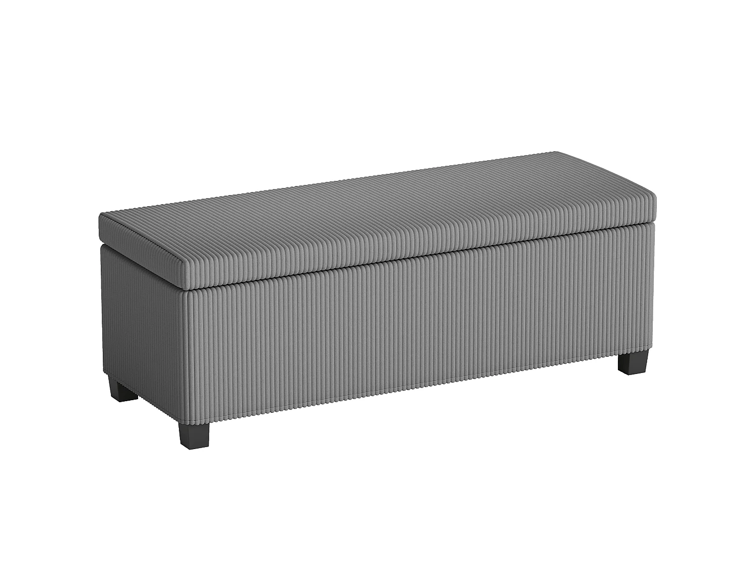 Banquette coffre design velours côtelé - dim. 112 x 42 x 40 cm rangement 84L - gris