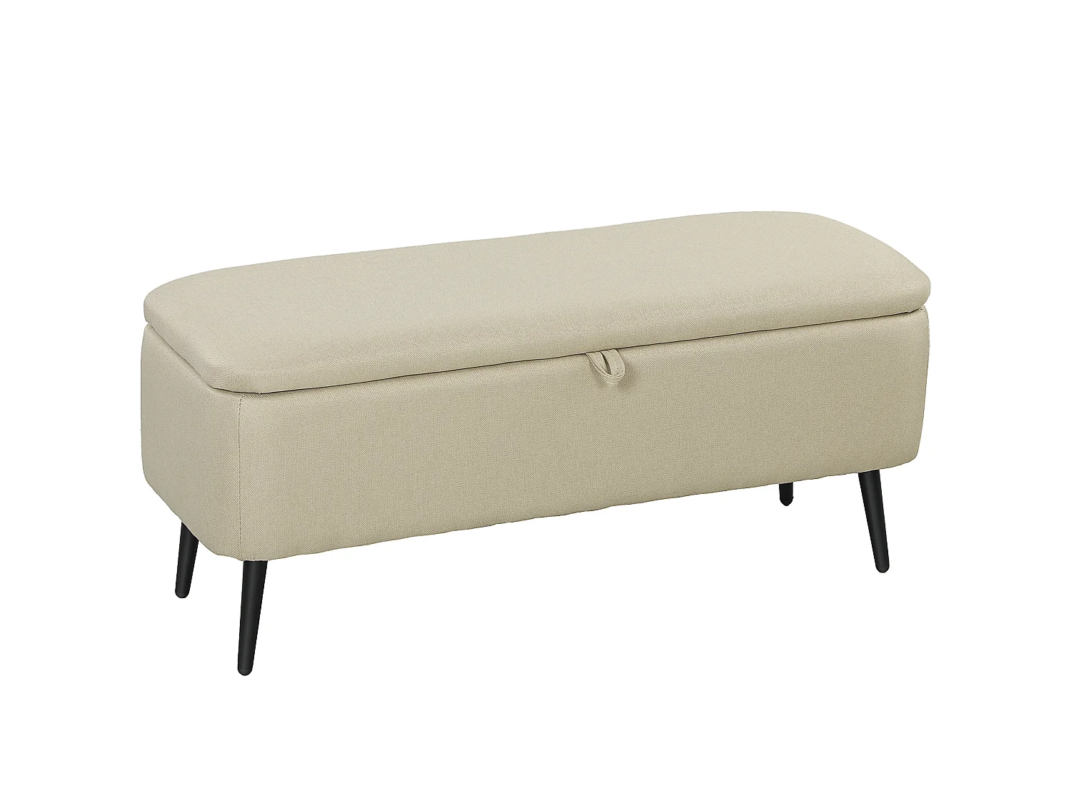 Banc coffre de rangement 2 en 1 dim. 102L x 40l x 39H cm piètement acier noir tissu beige