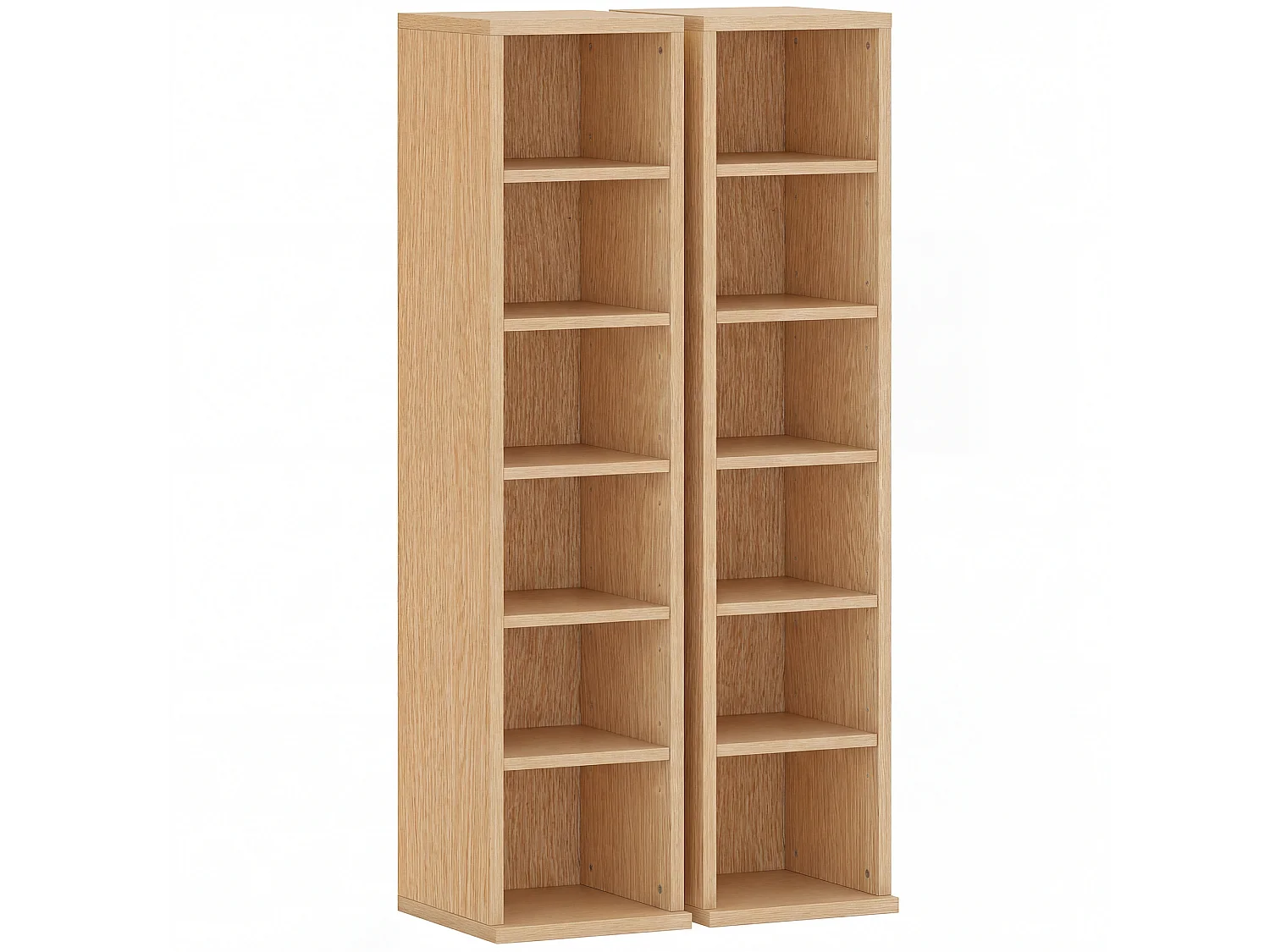 Lot de 2 armoires de rangement CD-DVD 6 + 6 compartiments - max. 204 CD - effet bois naturel