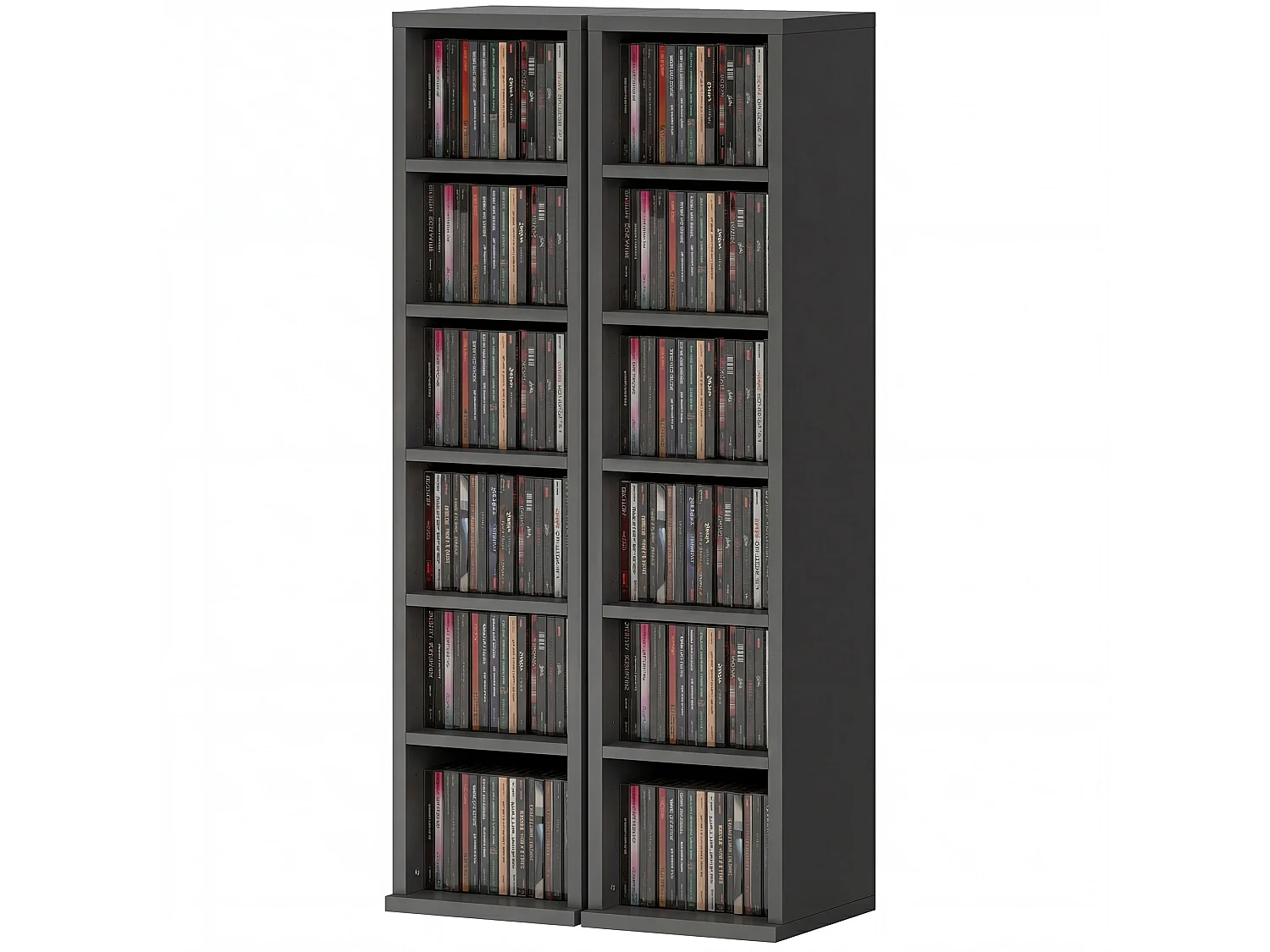 Étagère colonne rangement cd-dvd 6+6 compartiments noir