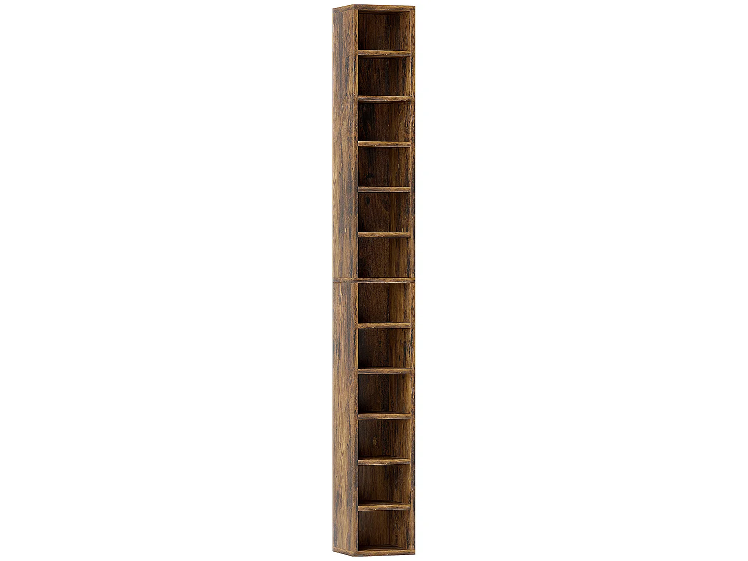 Étagère colonne armoire de rangement CD 12 compartiments 21L x 20l x 175H cm capacité max. 204 CD coloris bois vieilli