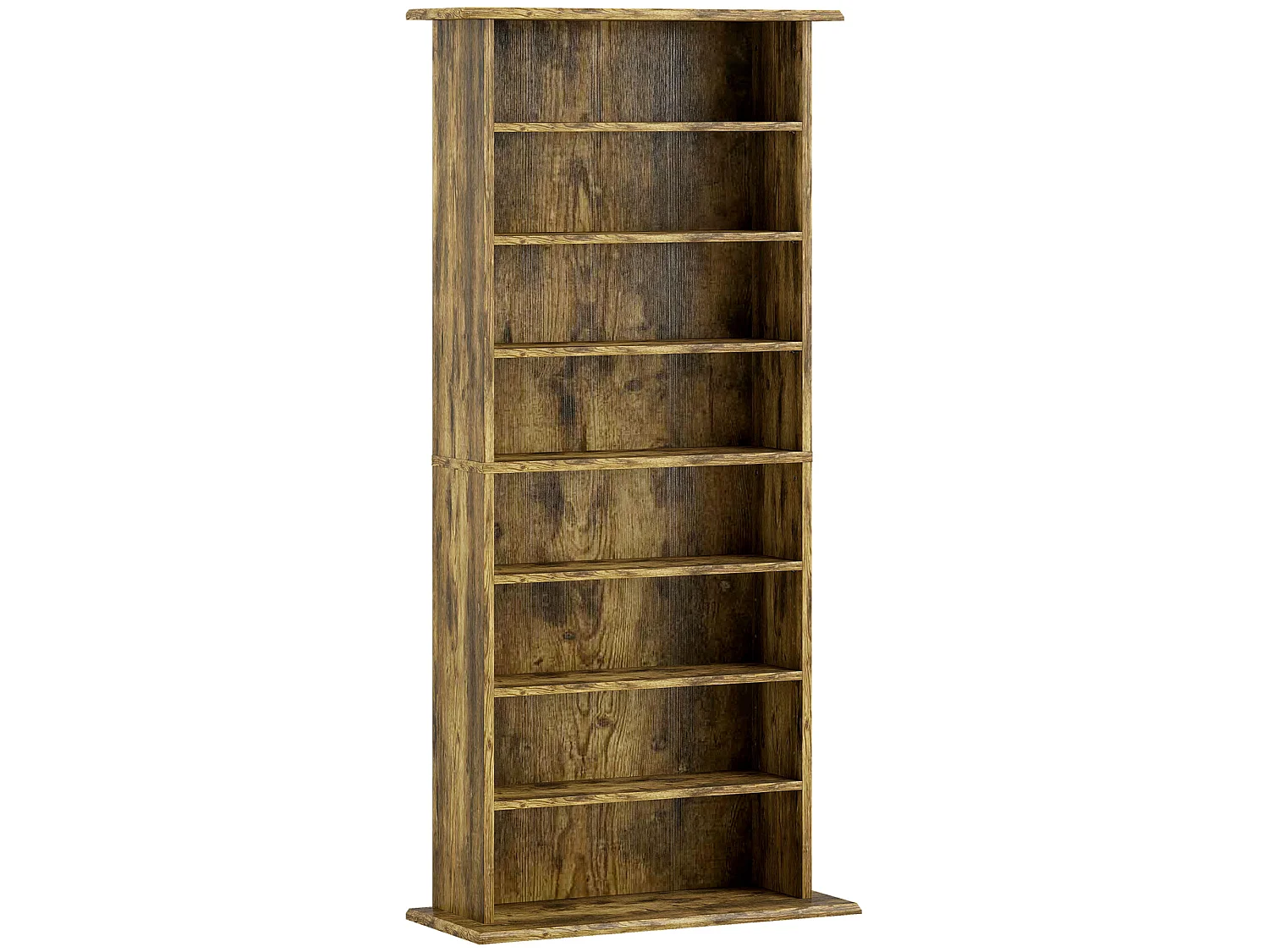 Étagère range CD - meuble rangement CD DVD - 8 compartiments, 6 étagères réglables - max 360 CD/185 DVD - bois