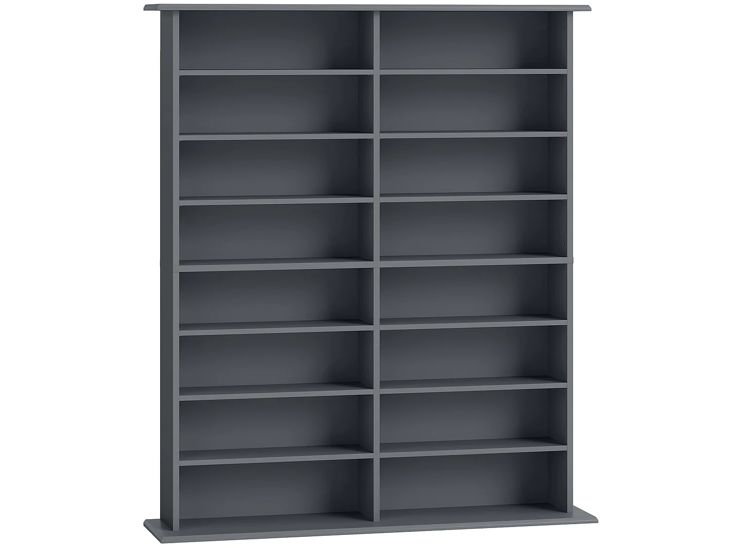 Étagère range CD - meuble rangement CD DVD - 16 compartiments, 12 étagères réglables - max 720 CD/396 DVD - gris