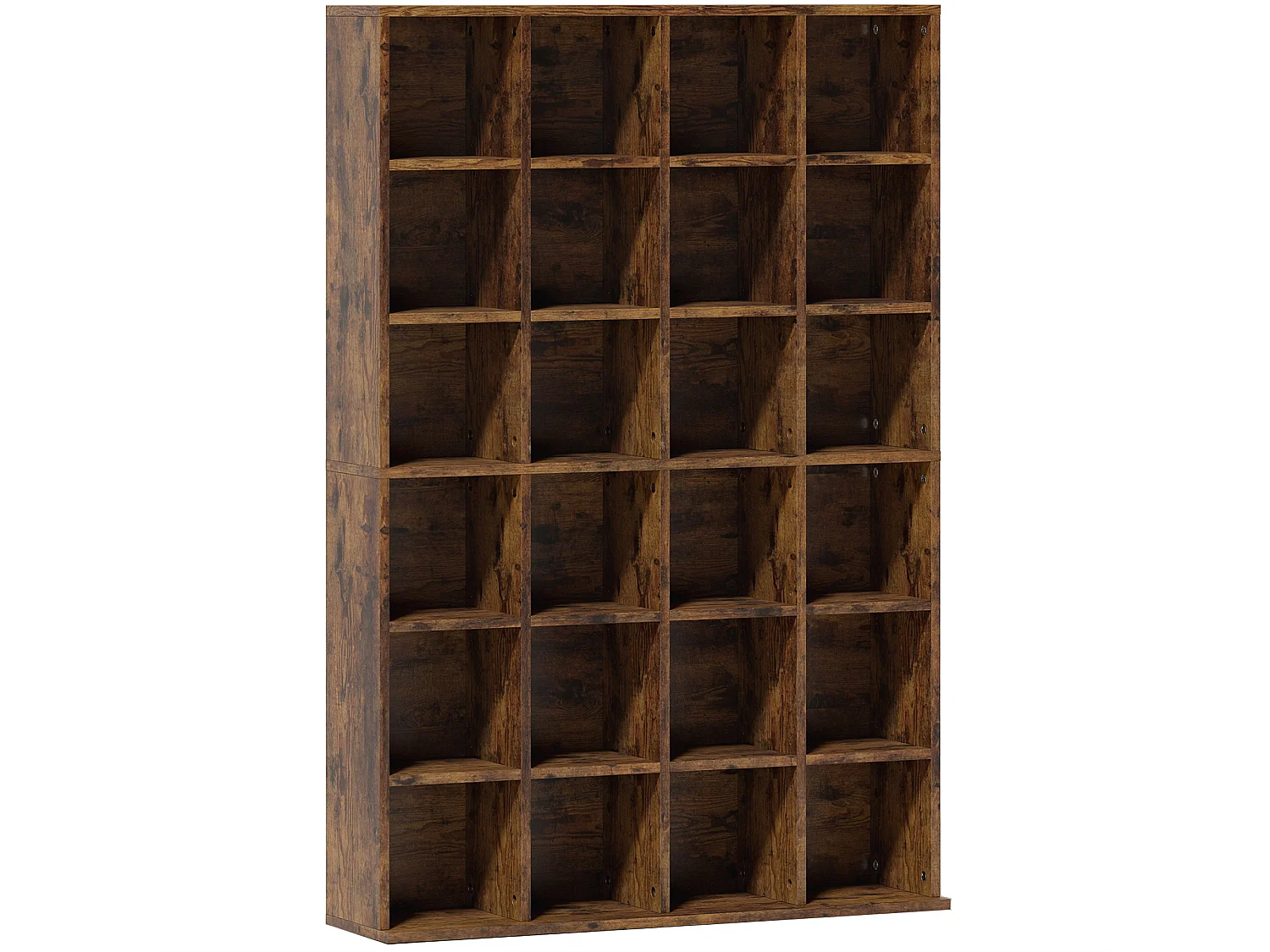 Étagère rangement CD/DVD - rangement 456 CDs 24 compartiments réglables - 89 x 20 x 130 cm - effet bois vieilli