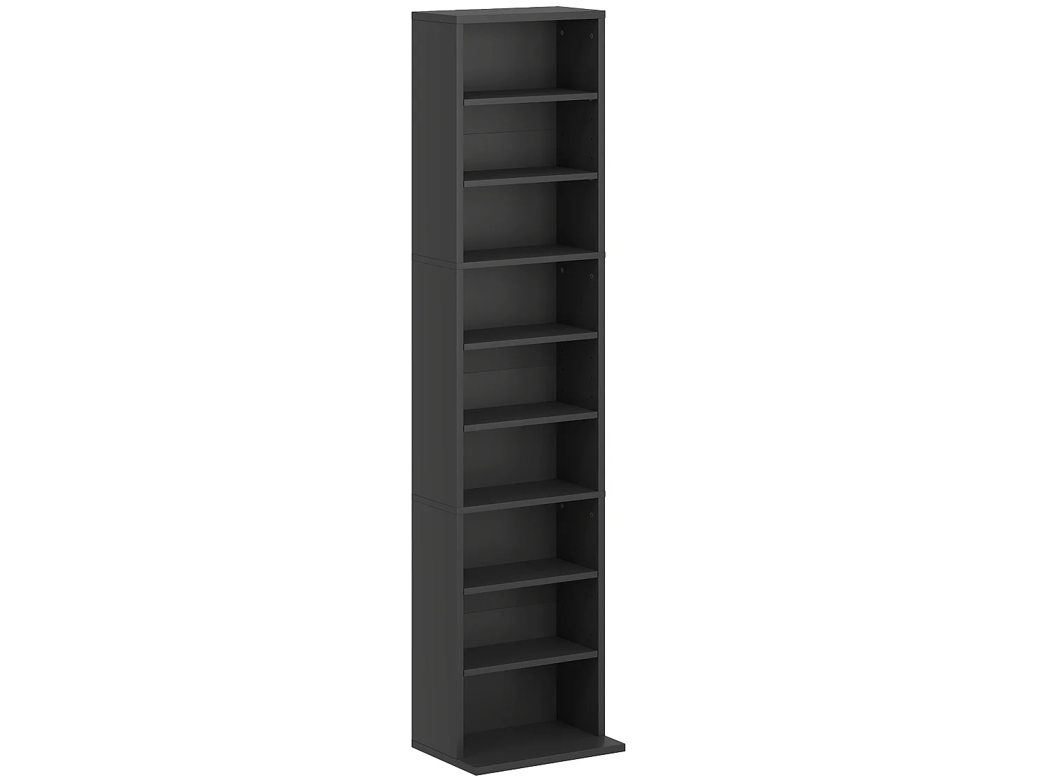 Étagère pour CD et DVD - 9 compartiments, 6 étagères réglables - 33x24x140cm - noir