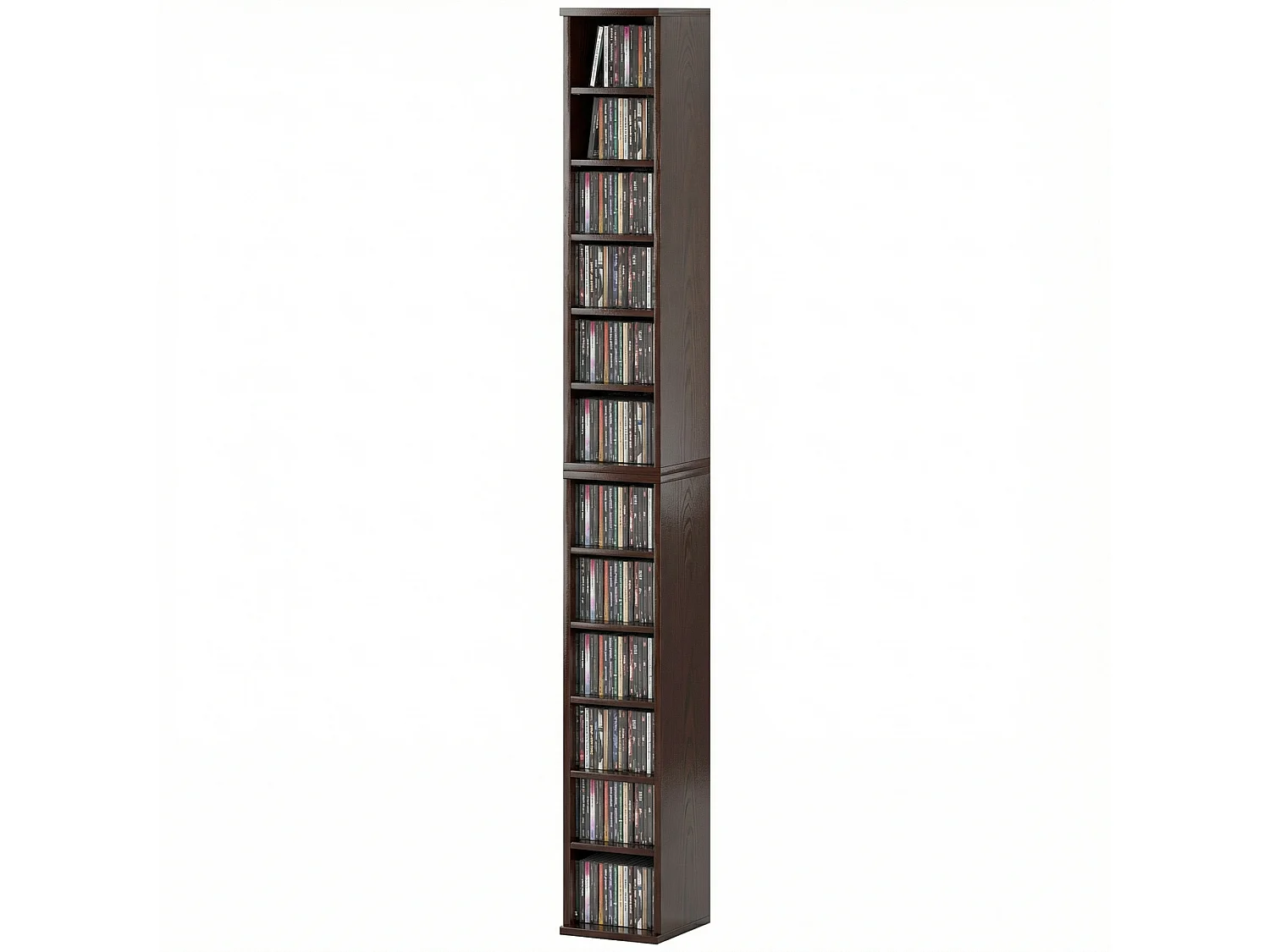Lot de 2 armoires de rangement CD-DVD 6 + 6 compartiments - max. 204 CD - effet bois noyer