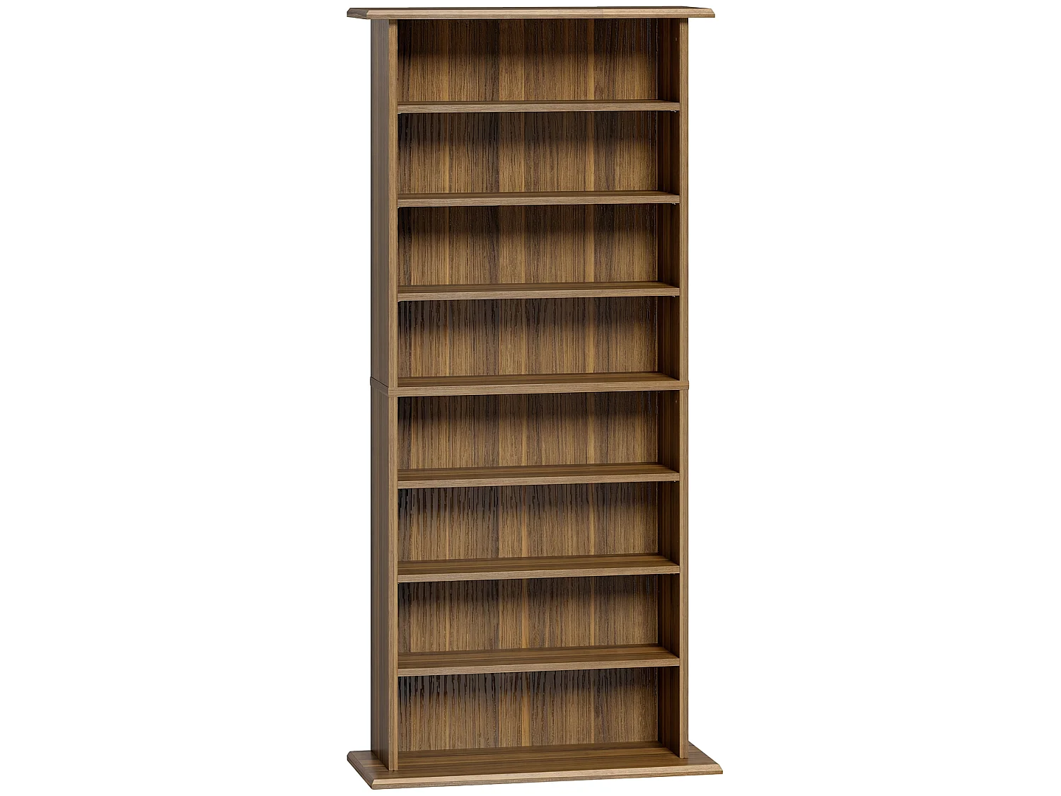 Étagère range CD - meuble rangement CD DVD - 8 compartiments, 6 étagères réglables - effet bois