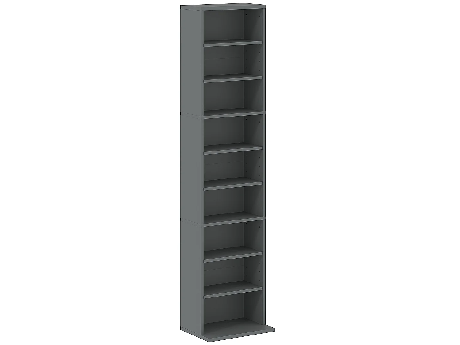 Étagère pour CD et DVD - 9 compartiments, 6 étagères réglables - 33x24x140cm - gris