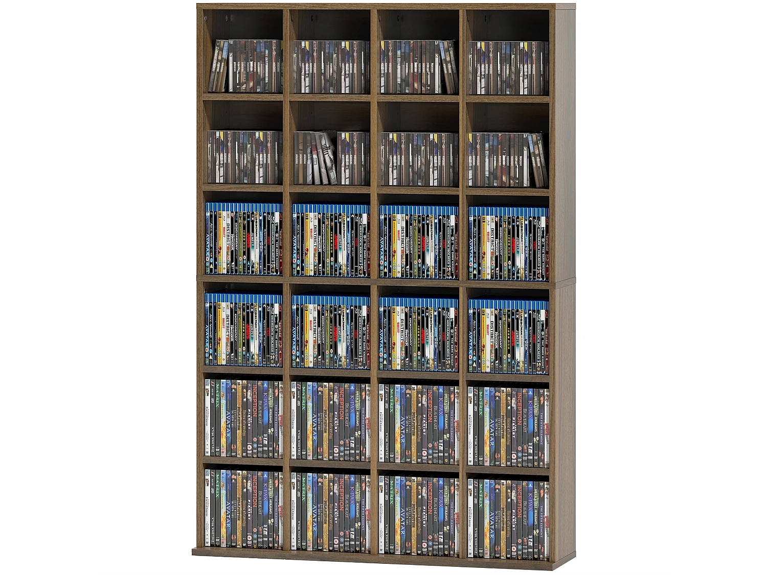Étagère rangement CD/DVD - rangement 456 CDs 24 compartiments réglables - 89 x 20 x 130 cm - effet bois