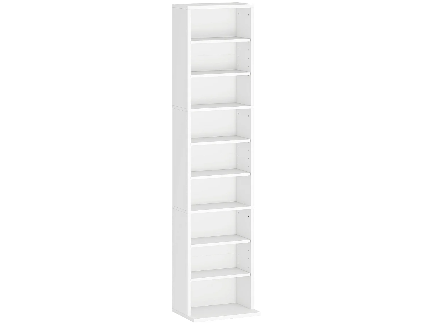 Étagère pour CD et DVD - 9 compartiments, 6 étagères réglables - 33x24x140cm - blanc