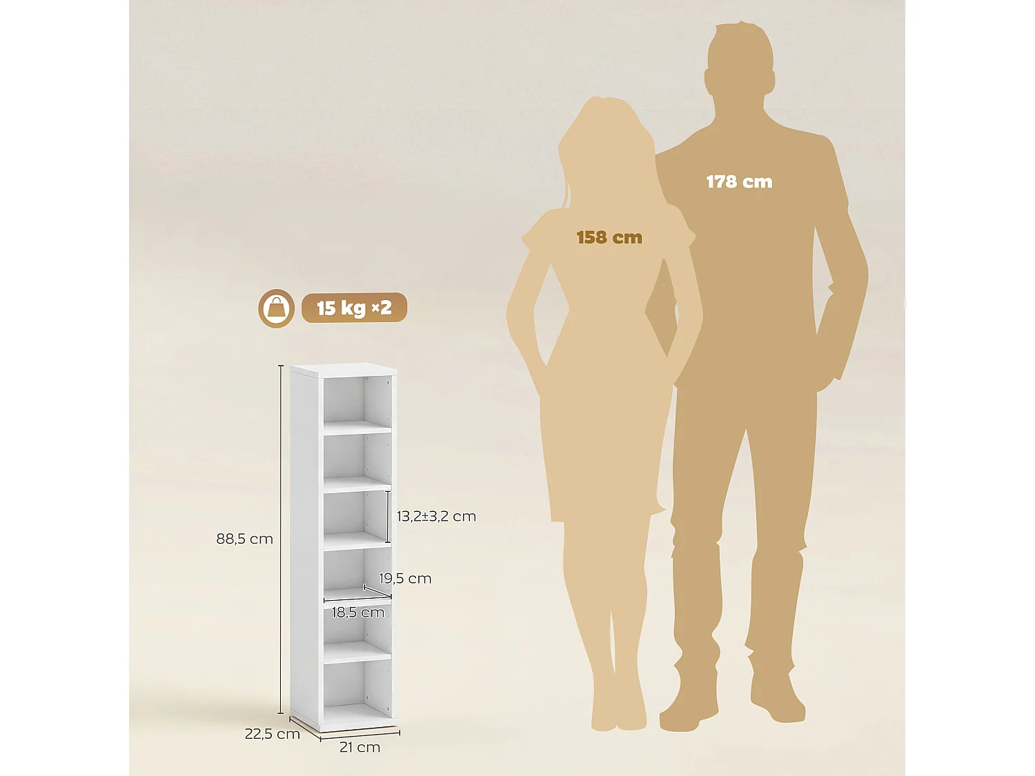 Étagère colonne rangement cd-dvd 6+6 compartiments blanc