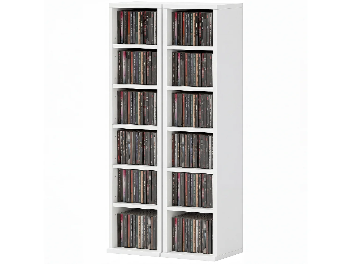 Étagère colonne rangement cd-dvd 6+6 compartiments blanc