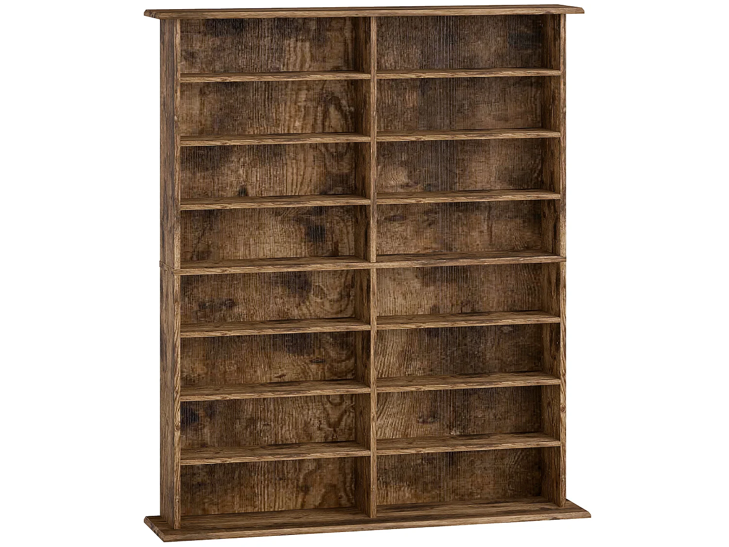 Étagère range CD - meuble rangement CD DVD - 16 compartiments, 12 étagères réglables - max 720 CD/396 DVD - bois