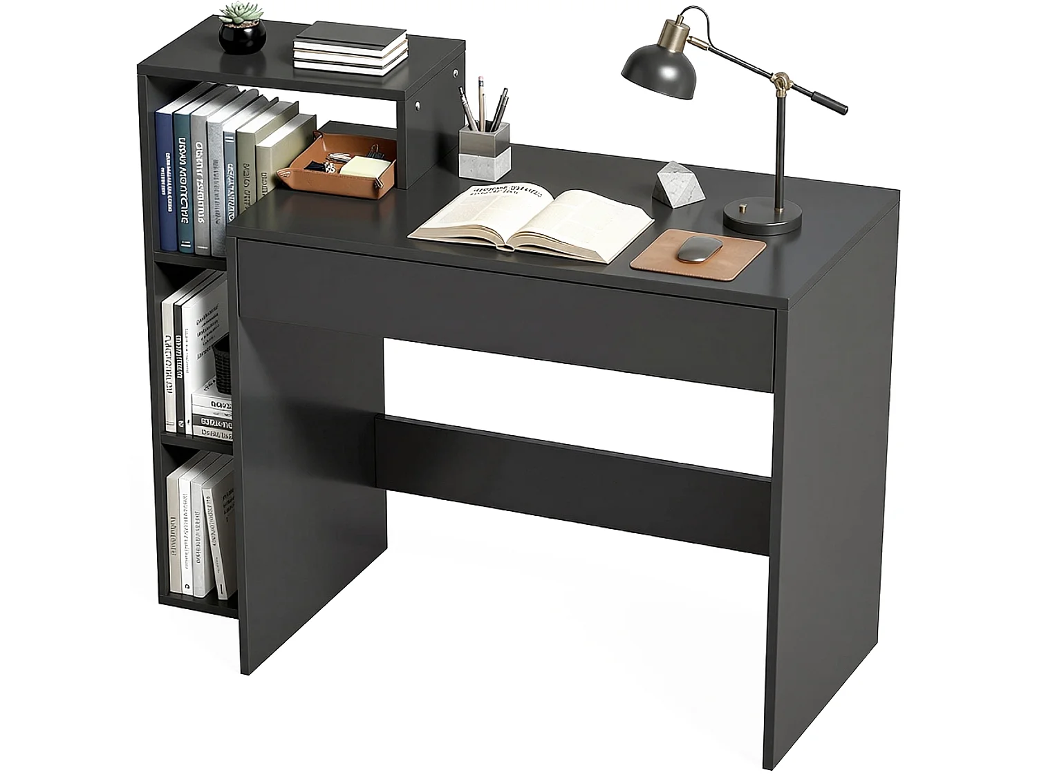 Bureau compact multi-rangement 100 x 40 x 90 cm noir