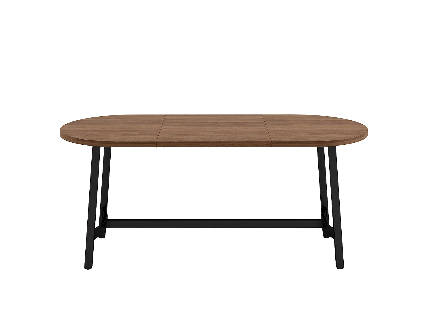 Stół jadalny owalny, 180 cm, dla 6-8 osób, z zaokrąglonymi narożnikami i żelaznymi nogami - MDF i żelazo - 180 x 80 x 75 cm - orzech