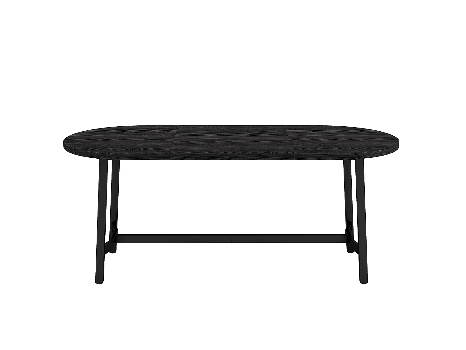 Stół jadalny owalny, 180 cm, dla 6-8 osób, z zaokrąglonymi narożnikami i żelaznymi nogami - MDF i żelazo - 180 x 80 x 75 cm - czarny