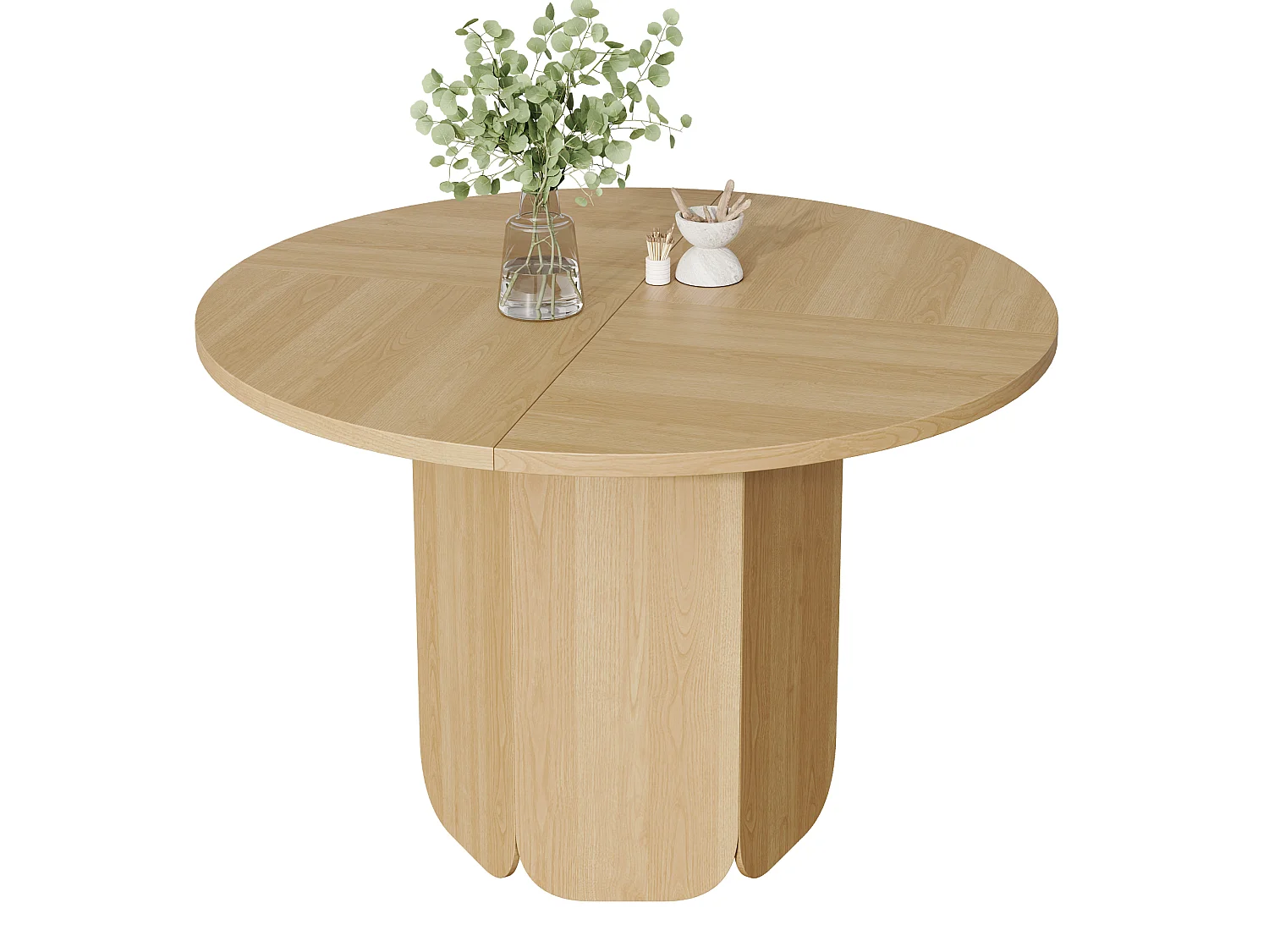 Table à manger ronde 120 cm pour 4 à 6 couverts, design scandinave minimaliste - MDF - 120 x 120 x 75 cm - Chêne