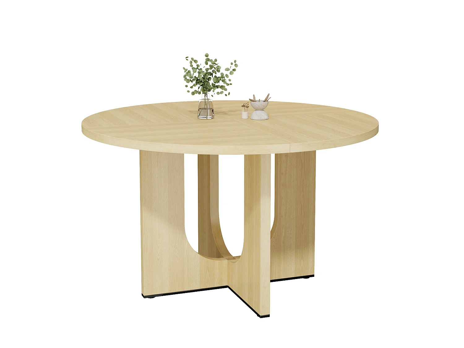 Table à manger ronde 120 cm pour 4 à 6 couverts, design scandinave minimaliste - MDF - 120 x 120 x 75 cm - Chêne