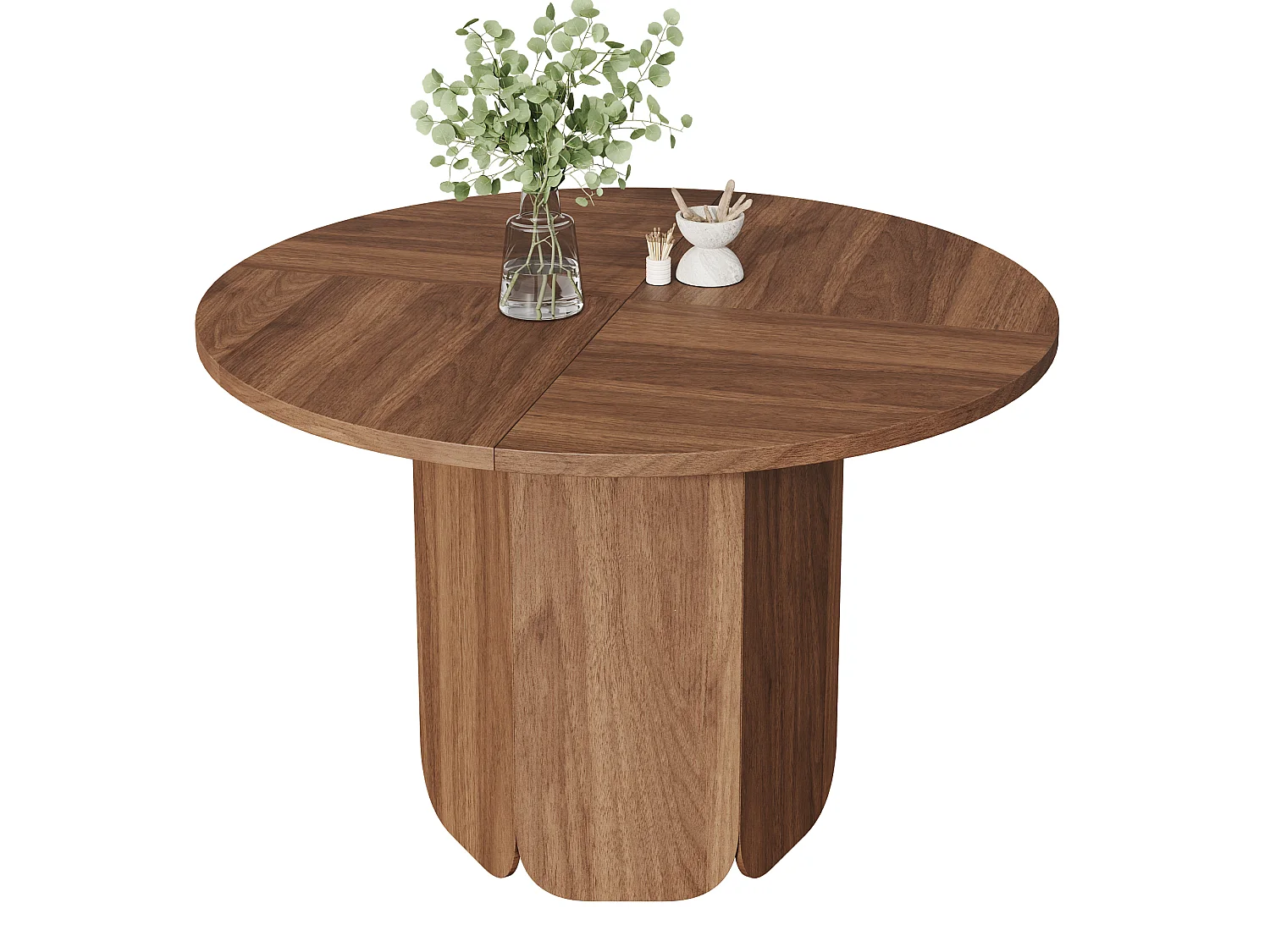 Runder Esstisch, 120 cm Durchmesser, für 4 bis 6 Personen, minimalistisches skandinavisches Design – MDF – 120 x 120 x 75 cm – Nussbaum